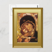 Ikon der Jungfrau Maria und des Kindes Jesus Postkarte (Vorne/Hinten)
