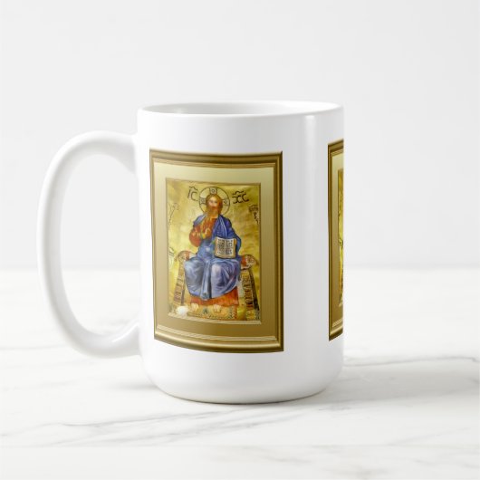 Ikon von Christus mit einem Evangeliumbuch, Kaffeetasse (Links)