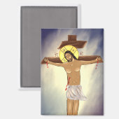 Ikone Christi am Kreuz Magnet (Vorderseite/Rückseite)