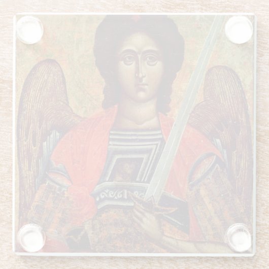 Ikone des Engels Michael, Grieche, 18. Jahrhundert Glasuntersetzer (Rückseite)