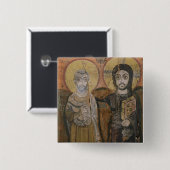 Ikone, die Abbott Mena mit Christus darstellt Button (Vorne & Hinten)