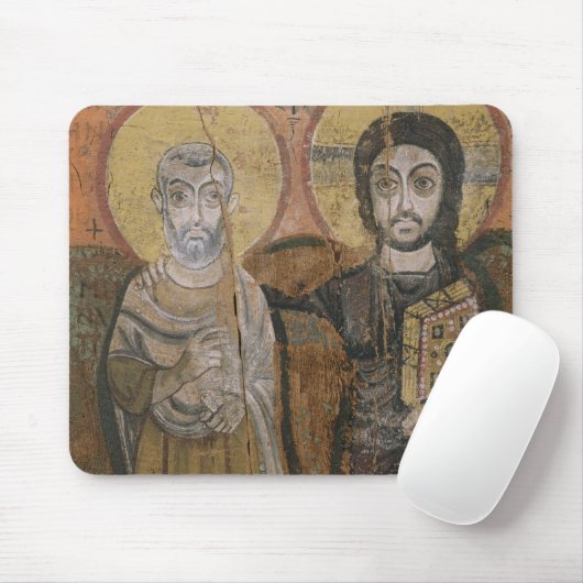 Ikone, die Abbott Mena mit Christus darstellt Mousepad (Mit Mouse)