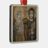 Ikone, die Abbott Mena mit Christus darstellt Silbernes Ornament (Rechts)
