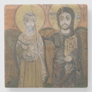 Ikone, die Abbott Mena mit Christus darstellt Steinuntersetzer