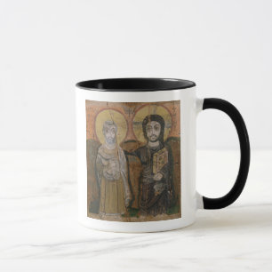 Ikone, die Abbott Mena mit Christus darstellt Tasse