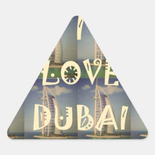 Ikone Dubai: "Ich liebe Dubai" Vektorgrafikdesign Dreieckiger Aufkleber