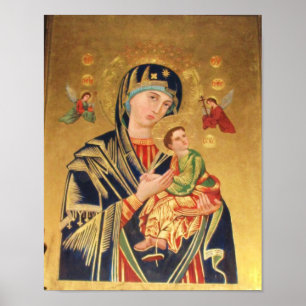 IKONE - Jungfrau und Baby Jesus und Engel PLAKAT