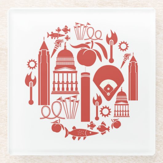 Ikonen Atlantas Georgia Glasuntersetzer (Vorderseite)