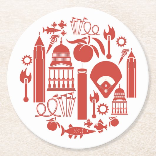 Ikonen Atlantas Georgia Runder Pappuntersetzer (Vorderseite)