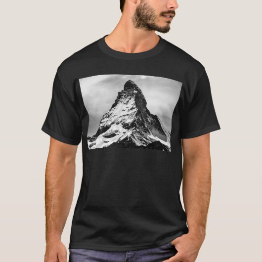 Ikonenhafter alpiner Berg Matterhorn Schwarzweiss T-Shirt (Vorderseite)