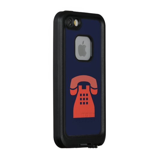 Ikonenhaftes rotes Retro Telefon auf irgendeiner LifeProof iPhone Hülle (Hinten/Rechts)