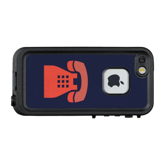 Ikonenhaftes rotes Retro Telefon auf irgendeiner LifeProof iPhone Hülle (Rückseite (Horizontal))
