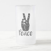 Ikonenhandfriedenszeichen mit Text "FRIEDEN" Mattglas Bierglas (Mittel)