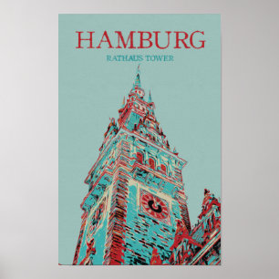 Ikonisch-deutsche Architektur Hamburger Rathaustur Poster