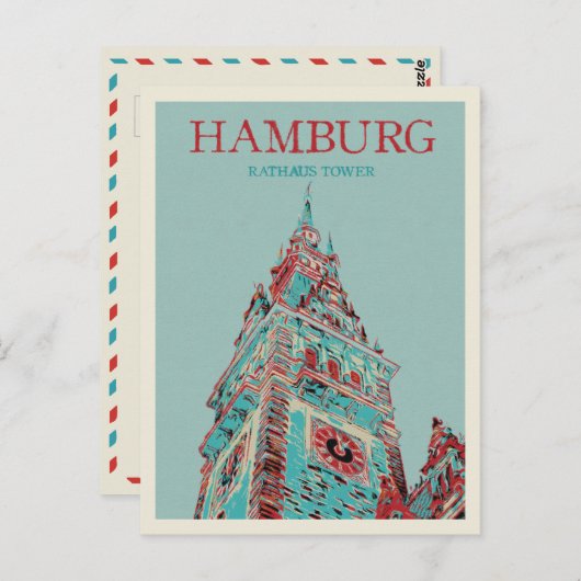 Ikonisch-deutsche Architektur Hamburger Rathaustur Postkarte (Vorne/Hinten)