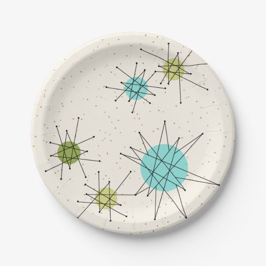 Ikonische Atomic Starbursts-Papierplatten Pappteller (Vorderseite)