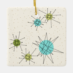 Ikonische Atomic Starbursts Weihnachtsdekoration Keramikornament
