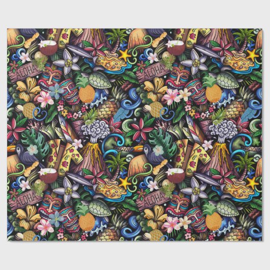 Ikonische Bilder der Papierrolle des Hawaii-Wrappi Geschenkpapier (Flach)