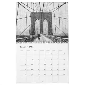 Ikonische Brücken von New York City 2026 Foto-Wand Kalender