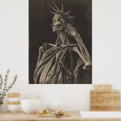 Ikonische Freiheitsstatue mit amerikanischer Flagg Poster (Küche)