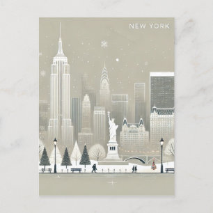 Ikonische Freiheitsstatue & NYC-Skyline Feiertagsg Postkarte