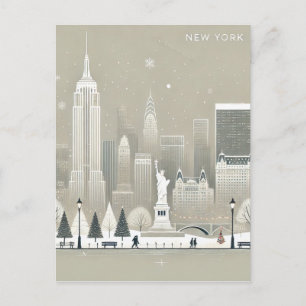Ikonische Freiheitsstatue & NYC-Skyline Feiertagsg Postkarte
