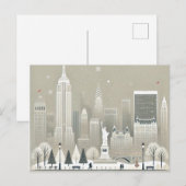 Ikonische Freiheitsstatue & NYC Skyline Holiday Feiertagspostkarte (Vorne/Hinten)