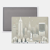Ikonische Freiheitsstatue & NYC Skyline Holiday Magnet (Vorderseite/Rückseite)