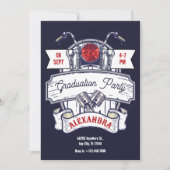 Ikonische Graduierungspartei für Motorradgarage Einladung (Vorderseite)