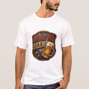 Ikonische HOLD MY BEER 3D-Textkunst T-Shirt