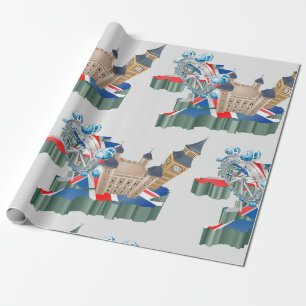 Ikonische Londoner Wahrzeichen UK-Karte Britische Geschenkpapier