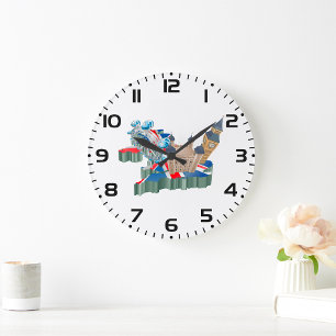 Ikonische Londoner Wahrzeichen UK-Karte Britische Große Wanduhr