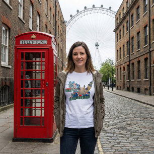 Ikonische Londoner Wahrzeichen UK-Karte Britische T-Shirt