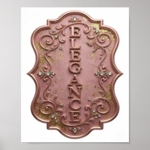 Ikonische Silber-ELEGANCE-Slogan-Design Poster