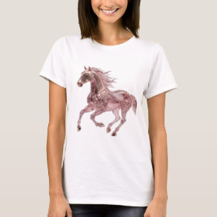 Ikonische Silber ROSE GOLD PFERD 3D Textkunst T-Shirt