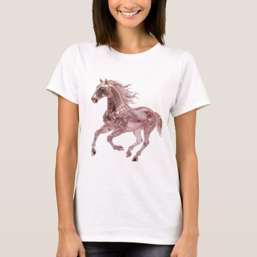 Ikonische Silber ROSE GOLD PFERD 3D Textkunst T-Shirt (Vorderseite)