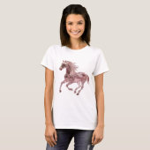 Ikonische Silber ROSE GOLD PFERD 3D Textkunst T-Shirt (Vorne ganz)