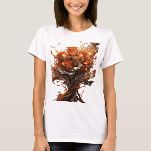 Ikonische silberne ORANGE ROSEN IN METALLISCHEM FL T-Shirt