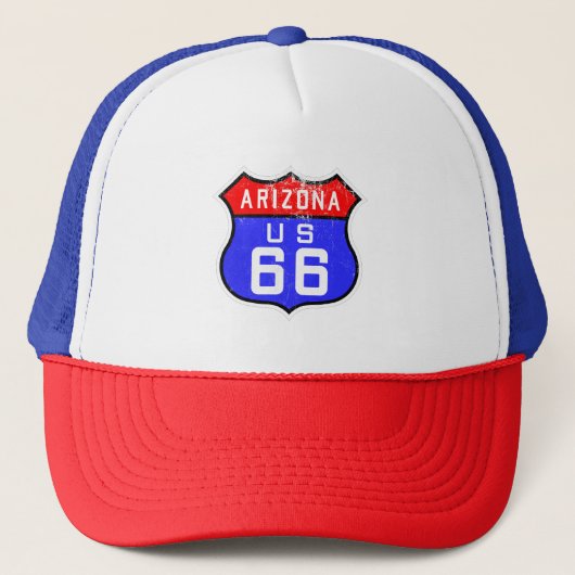 Ikonische Vintage Route 66 Arizona Truckerkappe (Vorderseite)