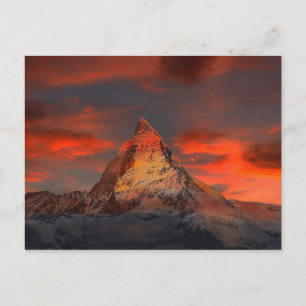 Ikonischer Alpenberg Matterhorn bei Sonnenuntergan Postkarte
