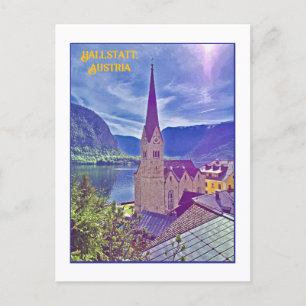 IKONISCHER KIRCHTURM, HALLSTATT, ÖSTERREICH POSTKARTE