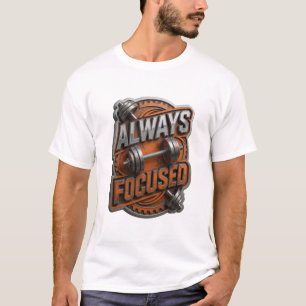 Ikonischer Silber ALWAYS FOCUSED Druck T-Shirt