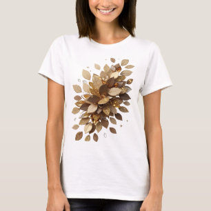 Ikonischer Silber-GOLDENE BLÄTTER-Druck T-Shirt