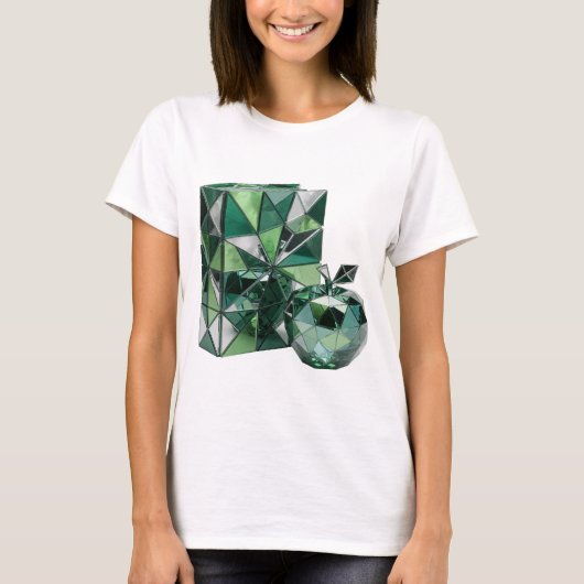 Ikonischer silberner ABSTRACT ART Modeprint T-Shirt (Vorderseite)