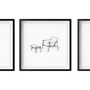 Ikonischer Vintage-Loungesessel-Skizze Poster