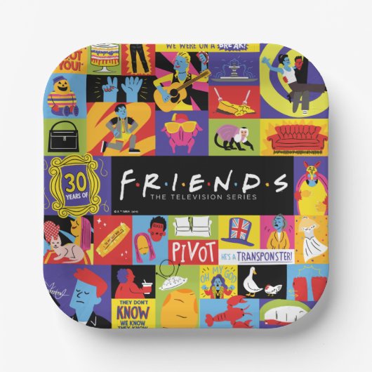 Ikonisches FRIENDS™-Muster Pappteller (Vorderseite)