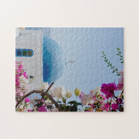 Ikonisches griechisches blauer Gasthaus in Oia, Sa Puzzle (Horizontal)