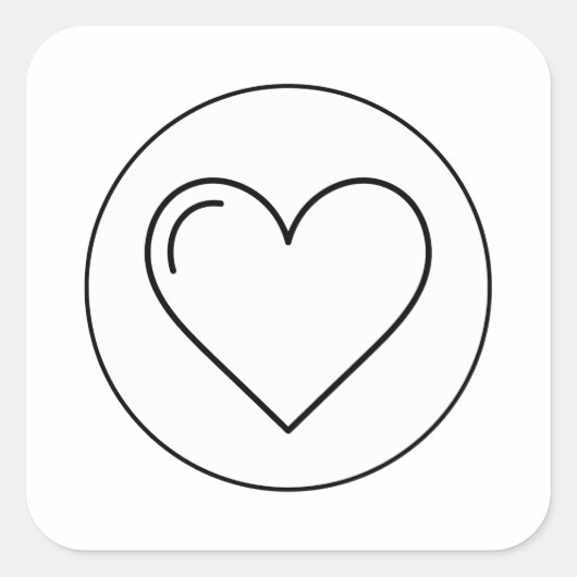 Ikonisches Minimal-Herz Quadratischer Aufkleber (Vorderseite)