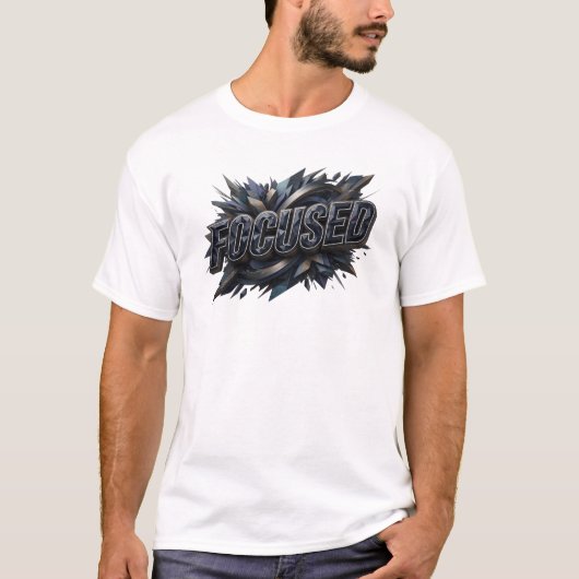 Ikonisches Navy FOCUSED Textdesign T-Shirt (Vorderseite)