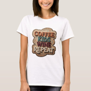 Ikonisches Orange KAFFEE KINDER WEIN WIEDERHOLEN S T-Shirt
